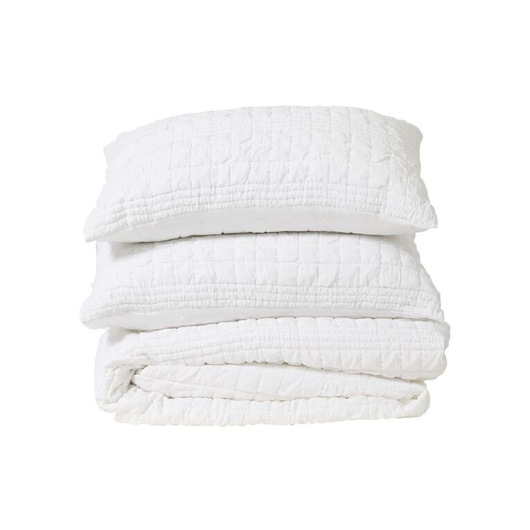 Living & Co Duvet Cover Set Puff Jacquard White Queen, , hi-res