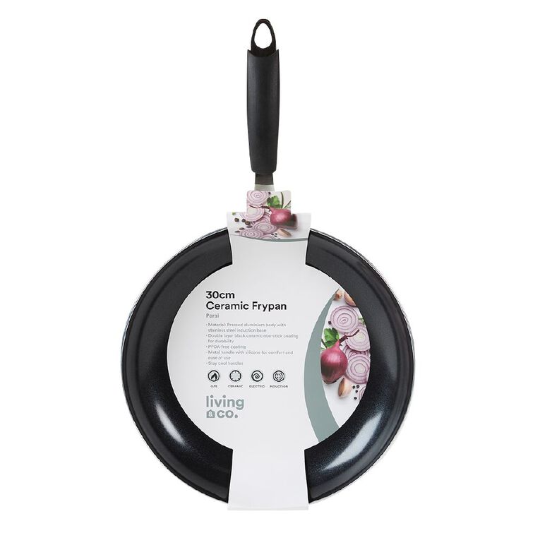 Living & Co Ceramic Frypan Black 30cm, , hi-res