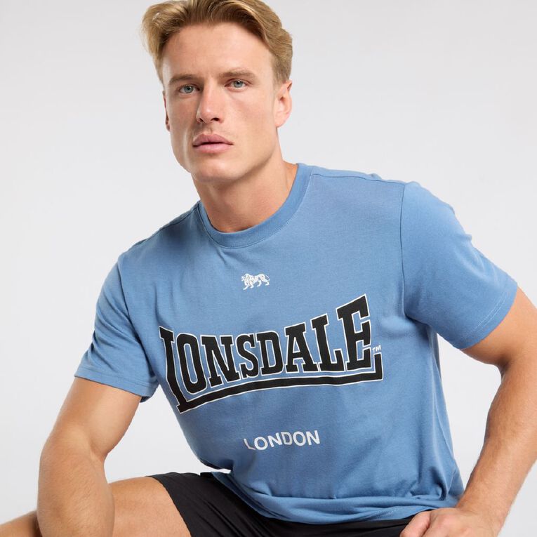 Lonsdale Men's London Crew Neck Tee, Blue Mid, hi-res