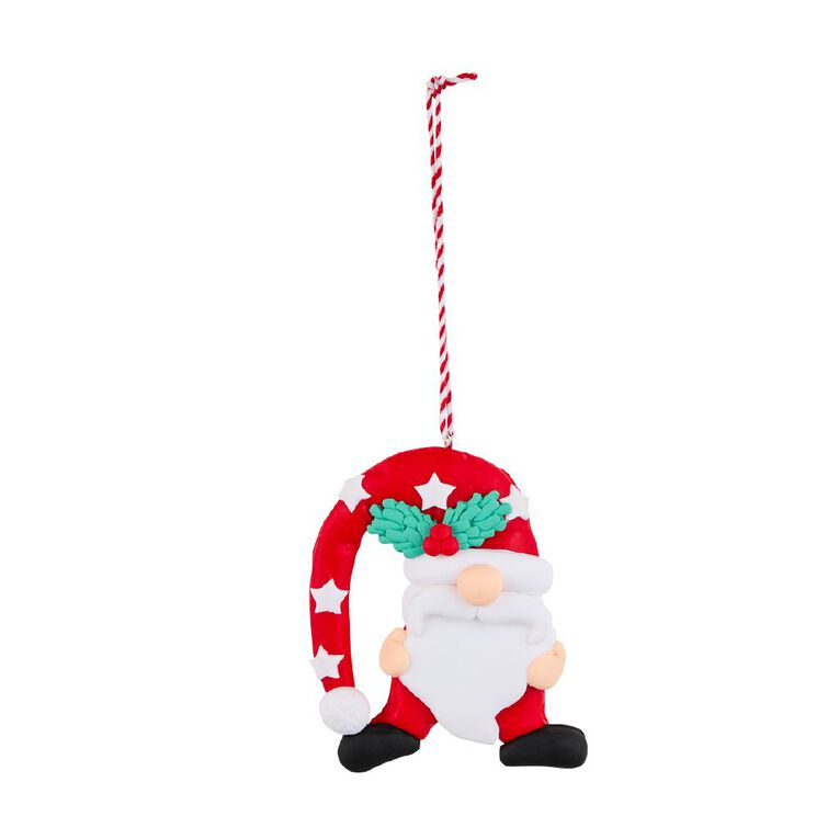 Wonderland Clay Christmas Decoration Santa Gnome 9cm, , hi-res