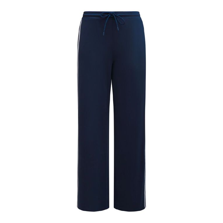 H&H Women's Sporty Stripe Wide Leg Pants, Navy, hi-res