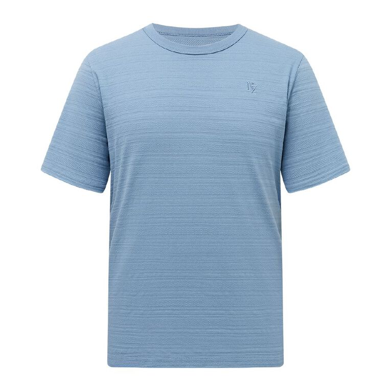 H&H Men's Regular Textured Tee, Blue Mid, hi-res