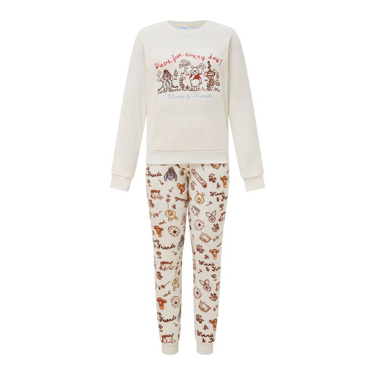 Winnie the Pooh Women's Coral Fleece Pyjama Set, White, hi-res