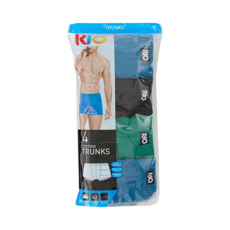 Rio Men's Trunks 4 Pack, Black/Green, hi-res