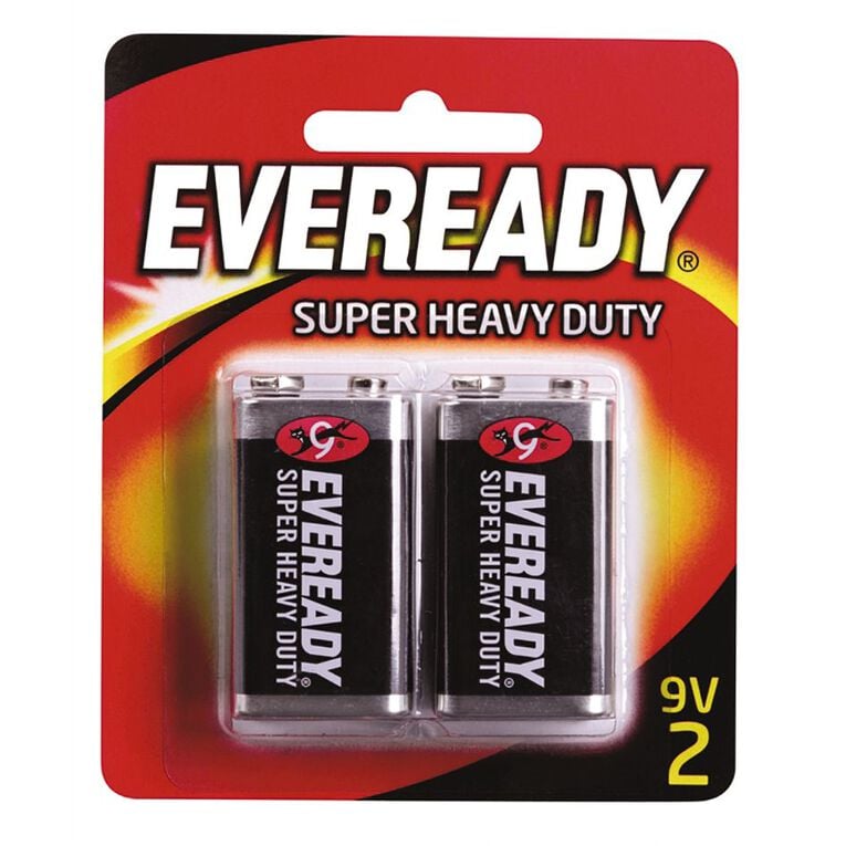 Eveready Super Heavy Duty Batteries 9 Volt 2 Pack, , hi-res