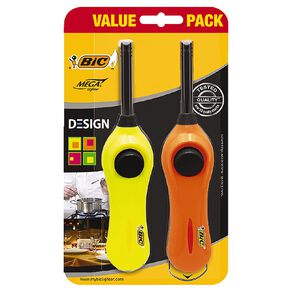 Bic U140 Fluo Mega Lighter 2 Pack