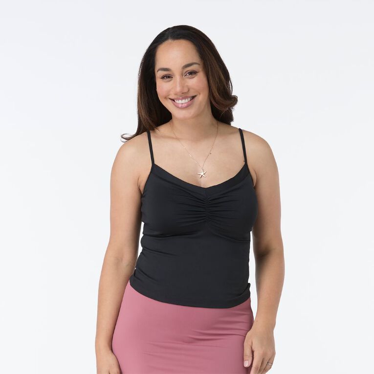 H&H Women's Contour Ruched Camisole, Black, hi-res