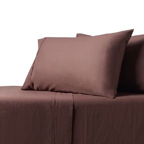Living & Co 100% Washed Cotton Sheet Set Brown Mid King