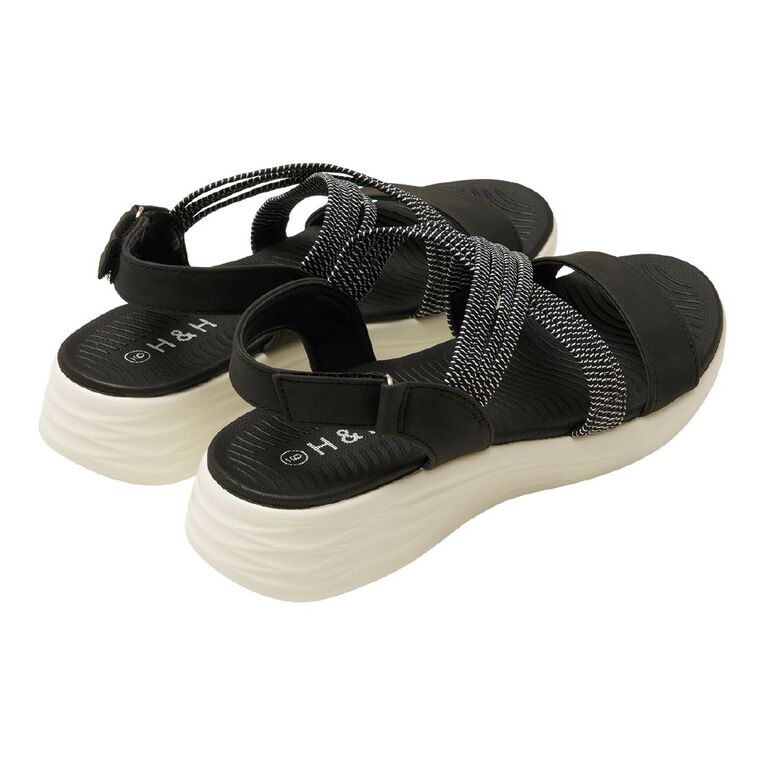 H&H Women's Sporty Sole Sandals, Black, hi-res