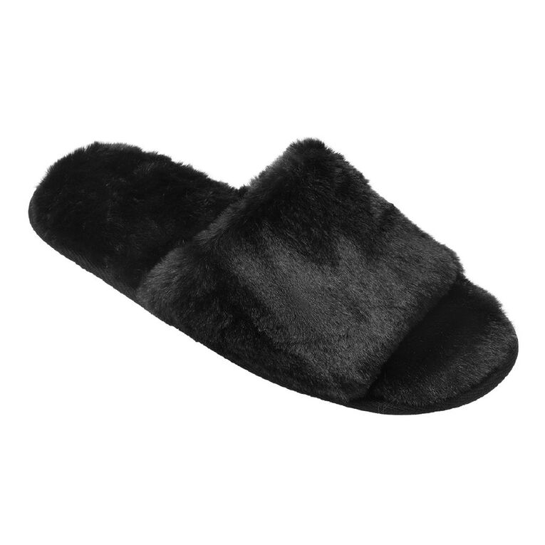 H&H Women's Strap Slippers, Black, hi-res