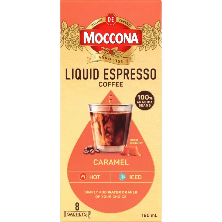 Moccona Liquid Coffee Sachets Caramel 8 pack