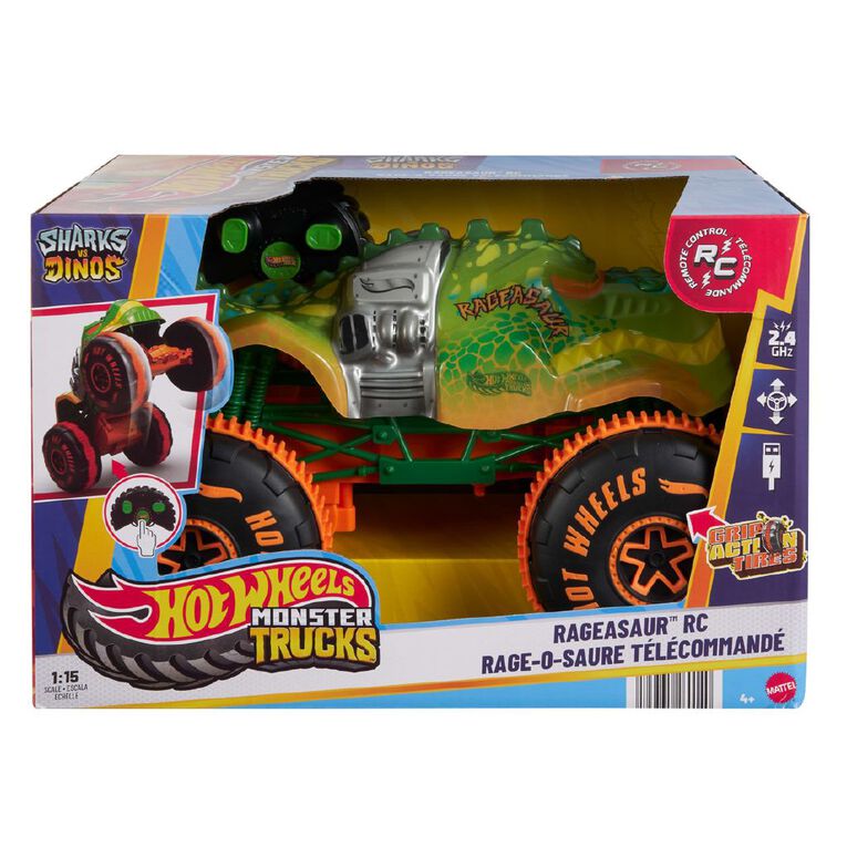 Hot Wheels Monster Trucks 1:15 Scale Sharks vs Dinos Ragesaur, , hi-res