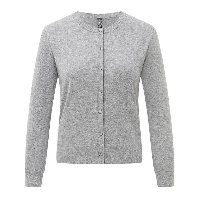H&H Women's Essential Cardigan, Grey Marle, hi-res