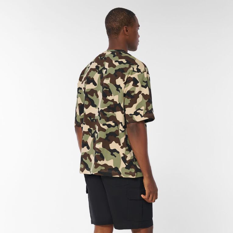 Garage Men's Boxy Tee French Terry, Khaki, hi-res