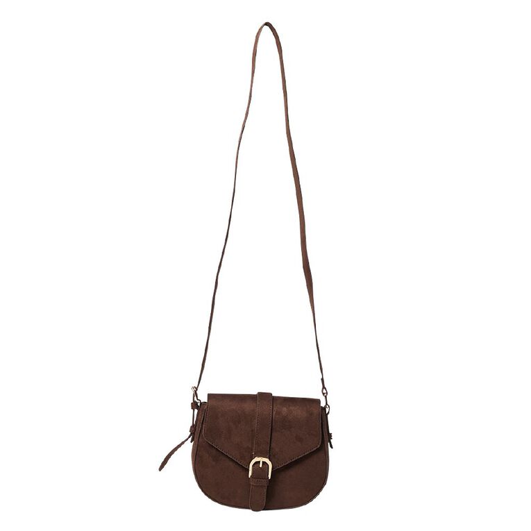 H&H Women's Faux Suede Saddle Bag, Brown Light, hi-res