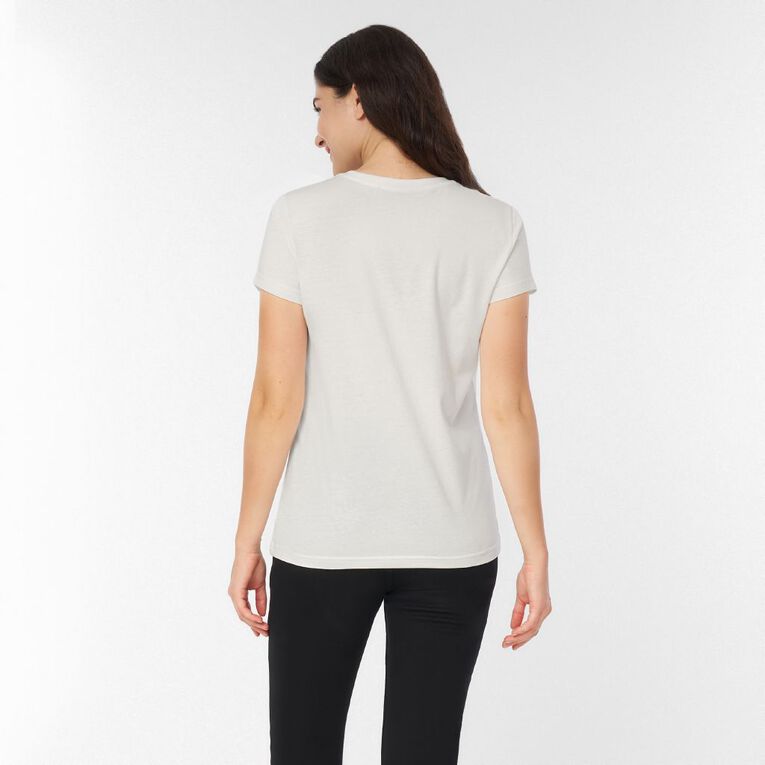 H&H Women's Short Sleeve Crew Neck Cotton Tee, Cream, hi-res