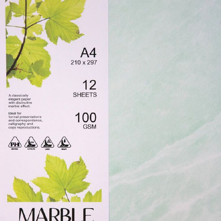 Direct Paper Marble Paper 100gsm Green A4 12 Pack, , hi-res