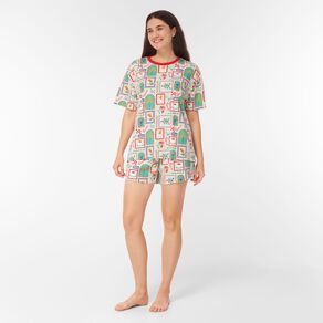 H&H Women's Family Christmas Tee & Shorts Pyjama Set
