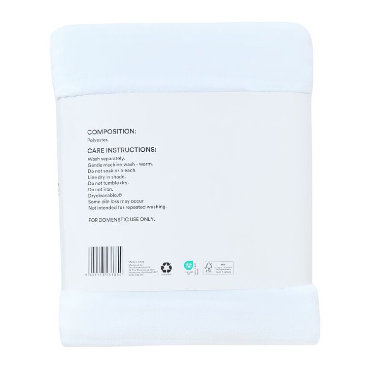 Living & Co Ultra Soft Textured Blanket White Queen, White, hi-res