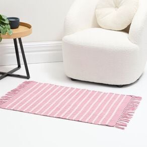 Living & Co Cotton Woven Rug Pink 60cm x 90cm