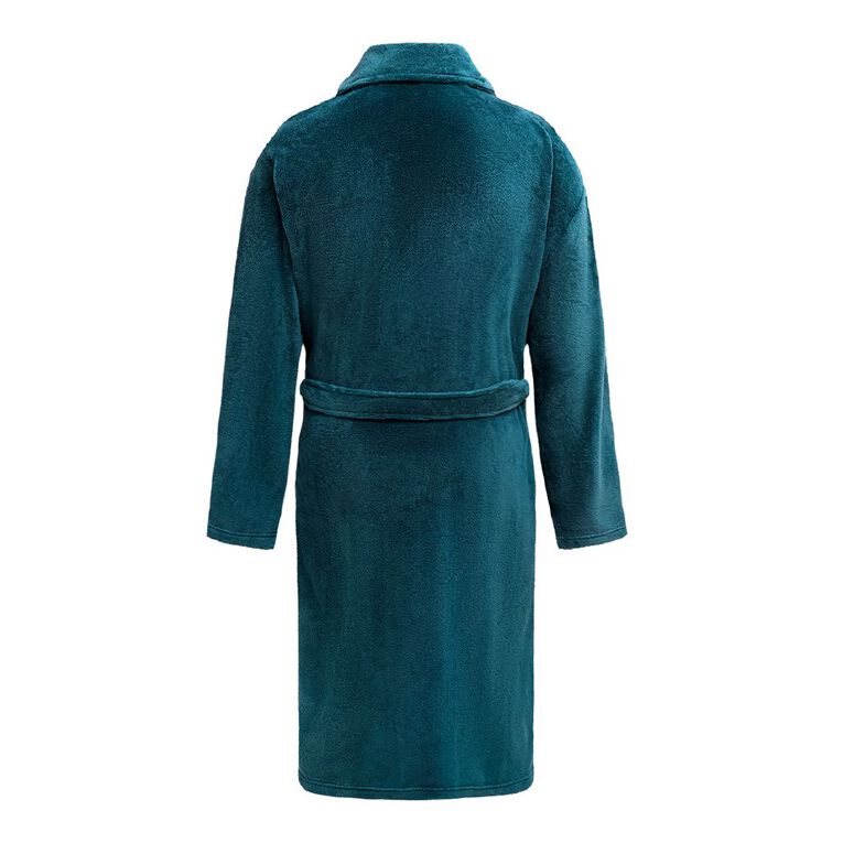 H&H Men's Coral Fleece Robe, Green Dark, hi-res