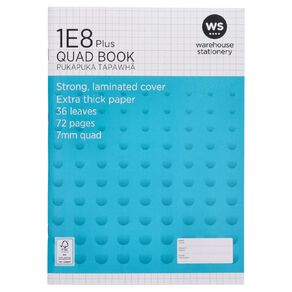 WS Exercise Book 1E8 Plus Quad 36 Leaf Blue