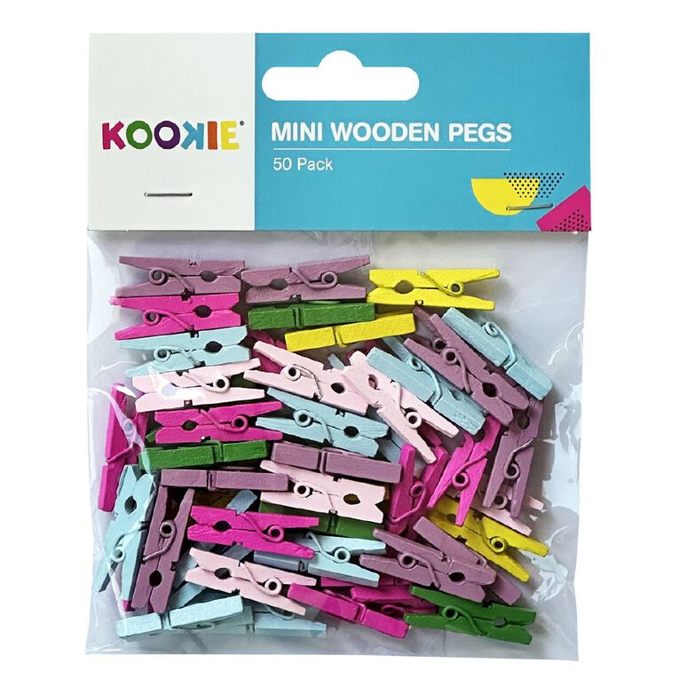 Kookie Mini Wooden Pegs 50 Piece, , hi-res