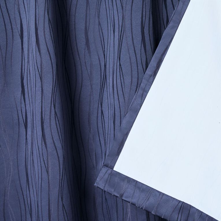 Living & Co Paloma Curtains Navy 150-230cm Wide/160cm Drop, Navy, hi-res