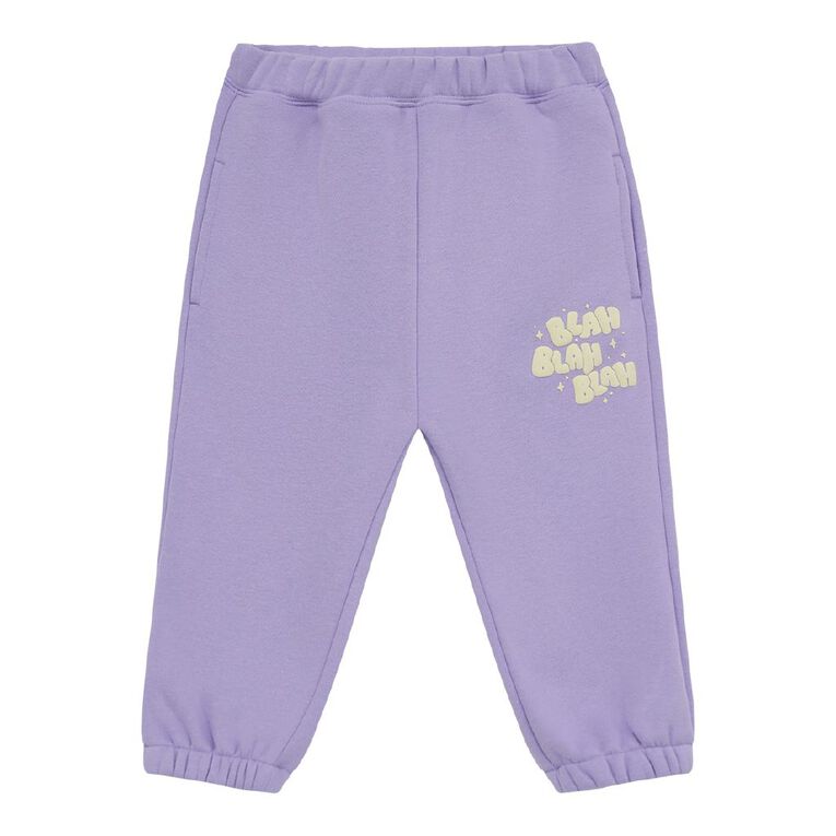 Young Original Toddler Girls' Cosy Fleece Trackpants, Purple Mid, hi-res