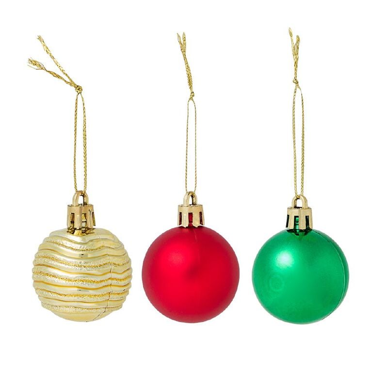 Wonderland Christmas Baubles Gold Red Green 4cm 30 Pack, , hi-res