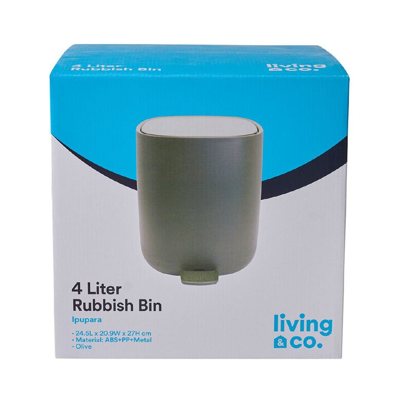 Living & Co Rubbish Bin 4L Green Dark, , hi-res