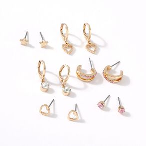H&H Heart Dangle Huggie Earrings 6 Pairs