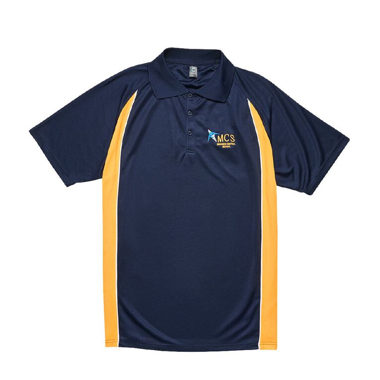 Schooltex Mangere Central Short Sleeve Polo with Embroidery, Navy/Gold, hi-res