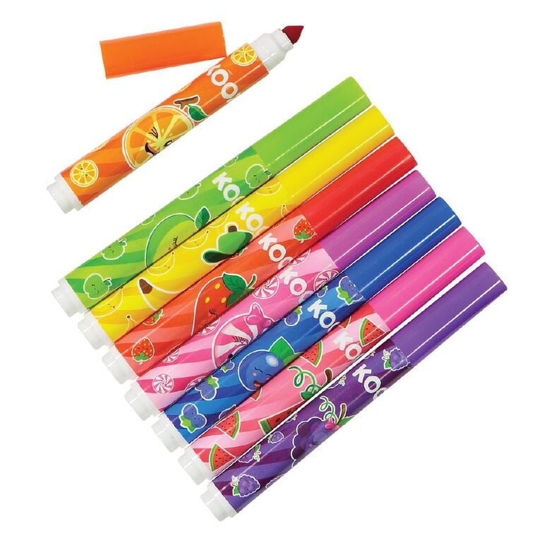 Kookie Scented Markers 8 Pack Multi-Coloured, , hi-res