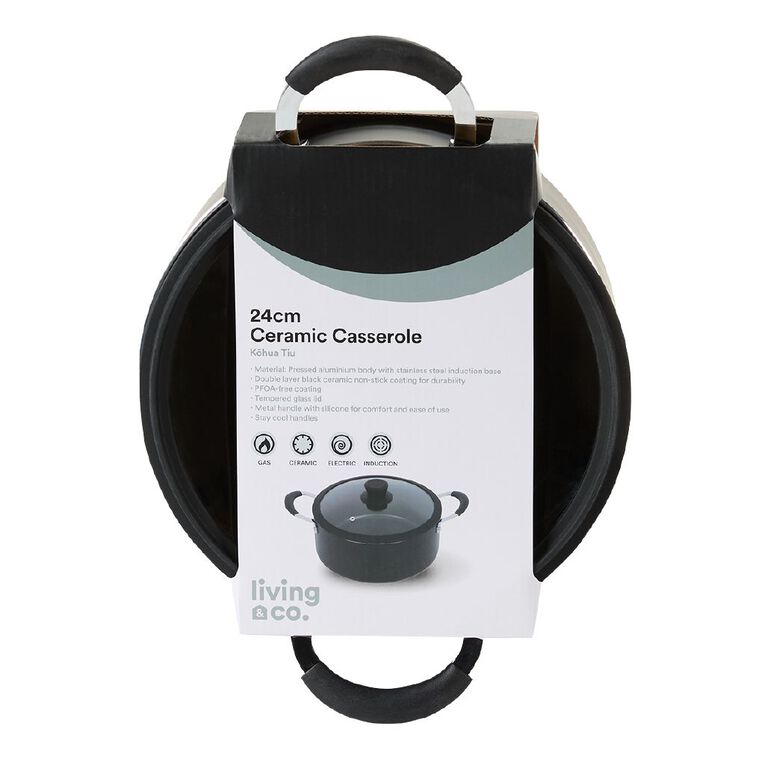 Living & Co Ceramic Casserole Black, , hi-res