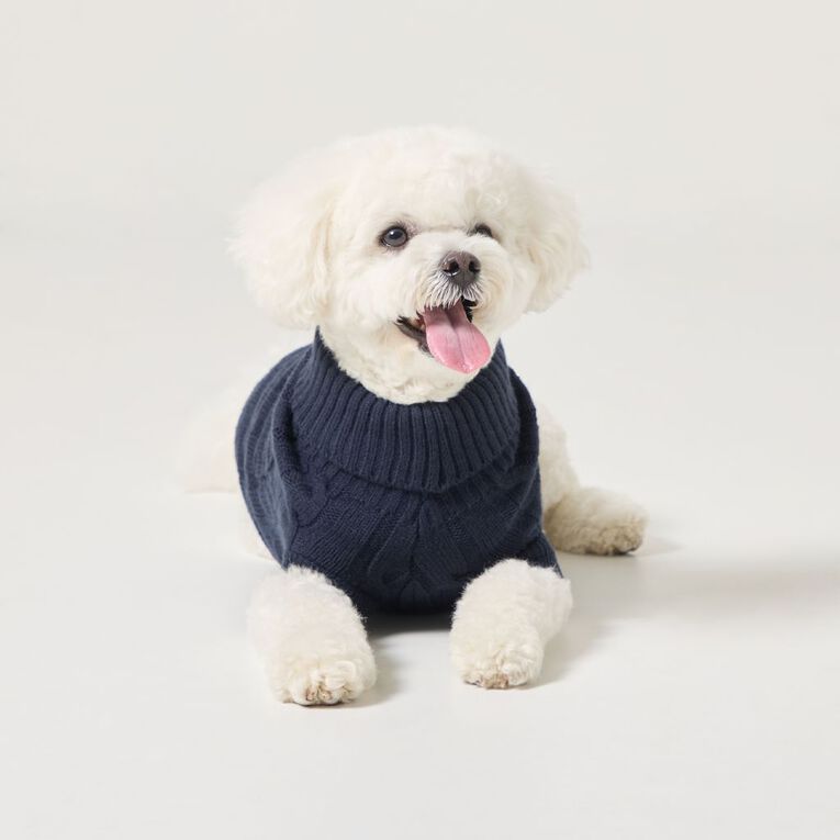 Petzone Cable Knit Jumper Navy Small, , hi-res