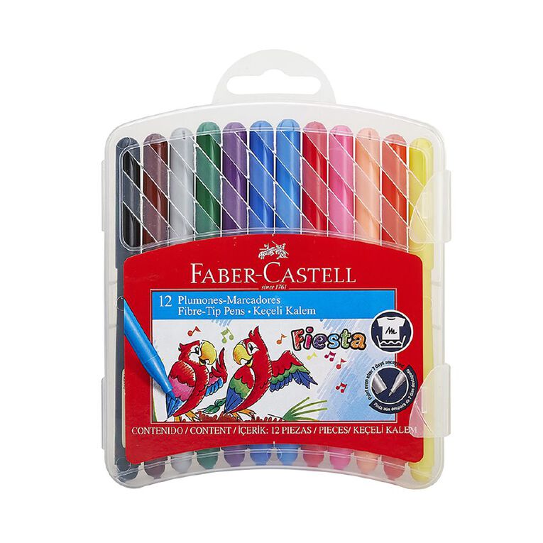 Faber-Castell Fiesta Fibre-tip Pens Plastic Case of 12, , hi-res