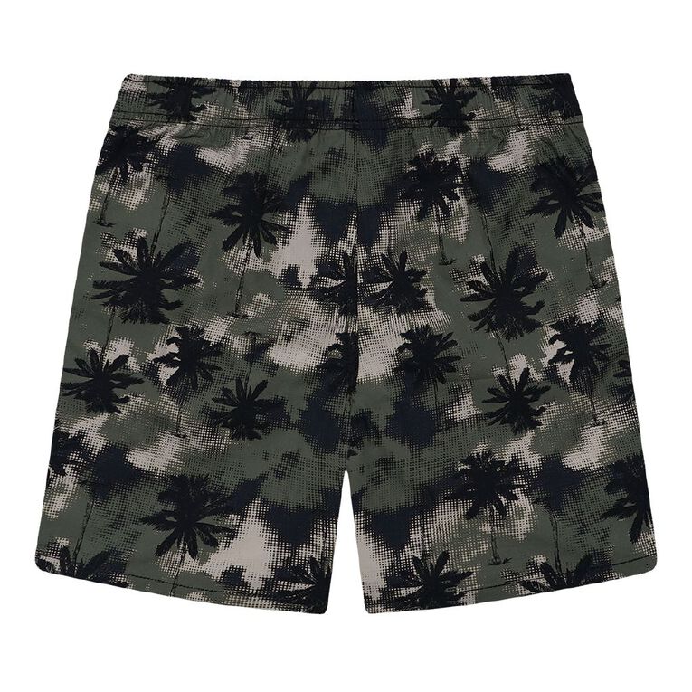Young Original Printed Cotton Volley Shorts, Black, hi-res
