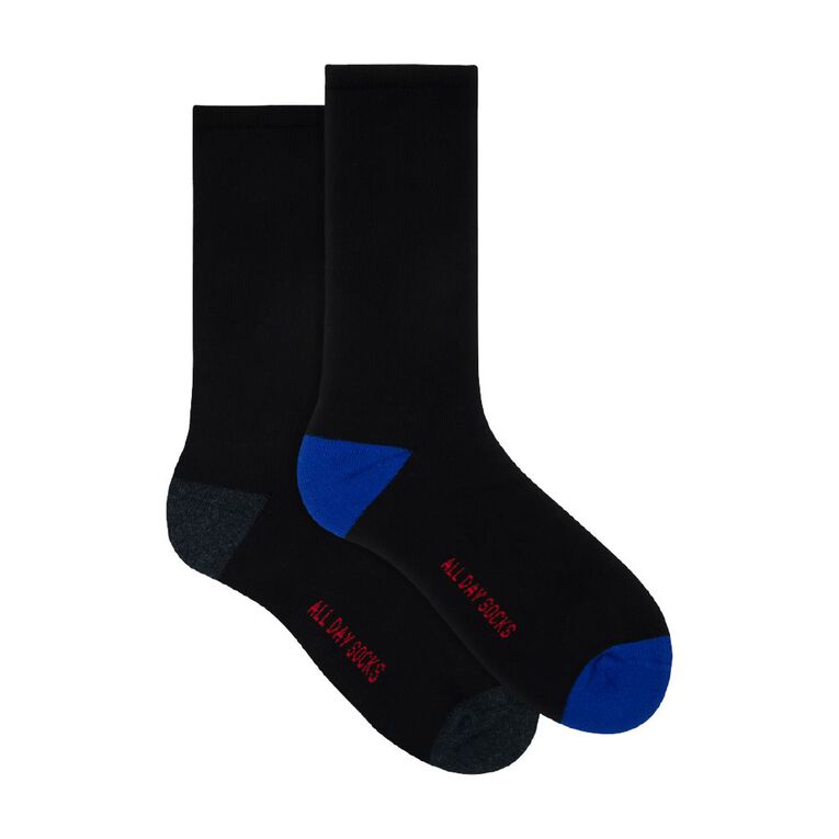 Underworks Men's Cushion Crew Socks 2 Pack, Black, hi-res
