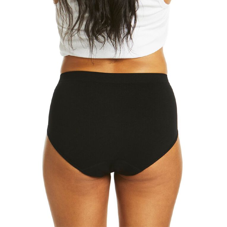 Love Luna Women's Seamfree Period Full Briefs, Black, hi-res