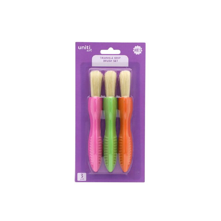Uniti Kids Triangle Grip Brush 3 Pack, , hi-res