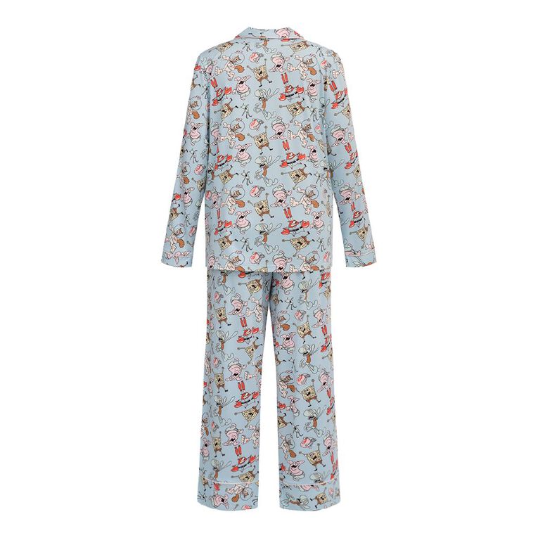 SpongeBob Comfy Long Sleeved Button Up Pyjama Set, Blue Light, hi-res