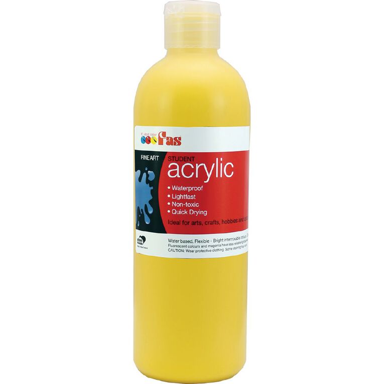 FAS Paint Student Acrylic Yellow Mid 500ml, , hi-res