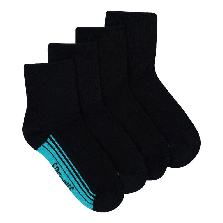 Rio Women's Quarter Crew Stretchable Socks 4 Pack, Black, hi-res