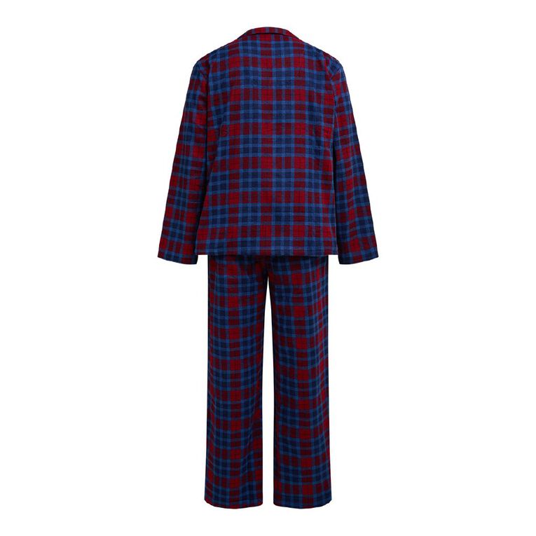H&H Men's Button Up Flanelette Pyjama Set, Red Dark, hi-res