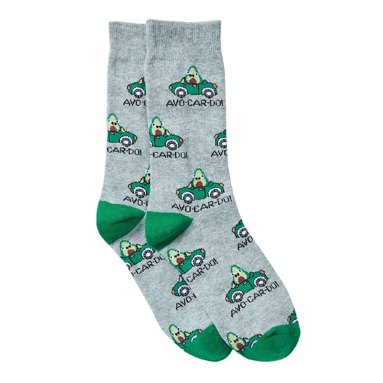 Sock Crew Novelty Crew Socks 1 Pack, Grey, hi-res