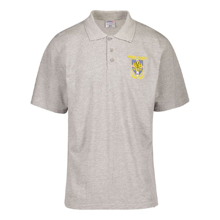 Schooltex Waiuku College Short Sleeve polo with Embroidery, Grey Marle, hi-res