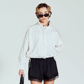 BRDRLESS Faye Spot Print Funnel Neck Jacket