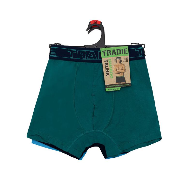 Tradie Men's Bamboo Trunks 3 Pack, Green Dark, hi-res