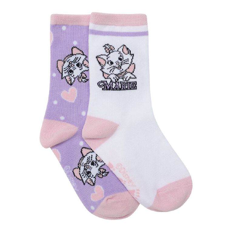 Disney Artistocrats Marie Girls' Crew Socks 2 Pack, Purple, hi-res